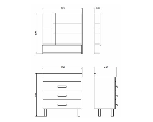 Зеркальный шкаф Comforty Никосия-80 00-00007619 Дуб темный