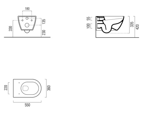 Унитаз GSI Pura 55/F 881511 белый