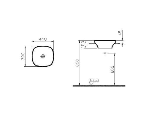 Накладная раковина без отвертсия VitrA Frame 14