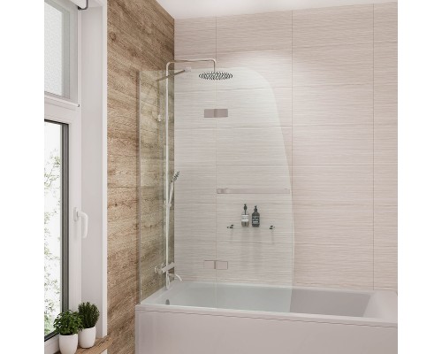 Шторка на ванну Grossman 110 GR-102/2 профиль Хром стекло прозрачное