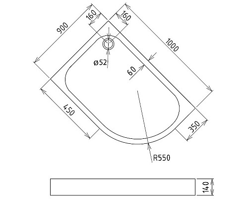 Акриловый поддон для душа Gemy 100х90 ST19 L Белый