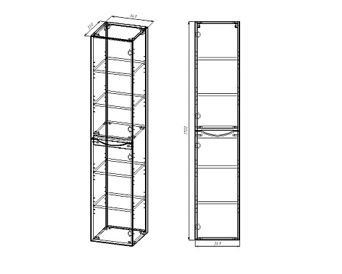 Шкаф пенал Vincea Mia 35 R VSC-2M170BT-R подвесной Beton Шкаф пенал Vincea Mia 35 R VSC-2M170BT-R подвесной Beton