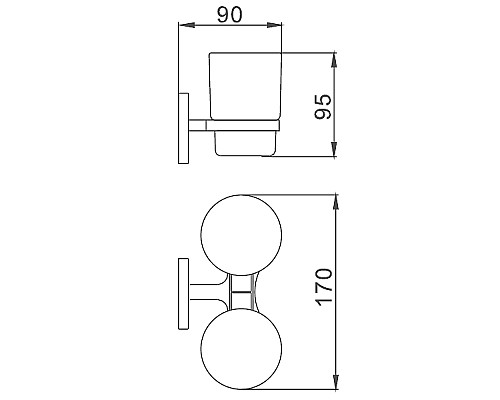 Стакан для зубных щеток Haiba HB8608 двойной Хром