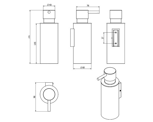 Дозатор для жидкого мыла Langberger Black Edition 73569-BP Черный матовый