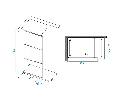 Душевая перегородка RGW Walk In WA-111B 80 411011108-84 профиль Черный стекло прозрачное
