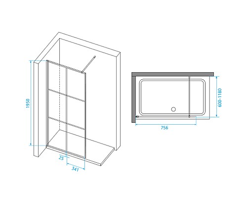 Душевая перегородка RGW Walk In WA-111B 80 411011108-84 профиль Черный стекло прозрачное