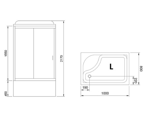 Душевая кабина Royal Bath 100x80 без гидромассажа