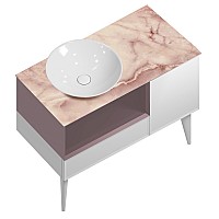 Тумба под раковину Kerama Marazzi CONO подвесная и ящиками 97, белая матовая-мальва