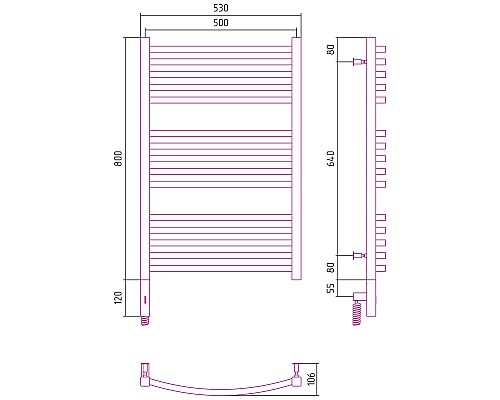 Полотенцесушитель электрический 800х500 сатин МЭМ левый Сунержа Аркус 3.0 071-5704-8050