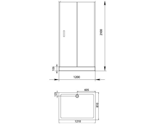 Душевой уголок Aquanet Alfa NAA1131 120x80, прозрачное стекло