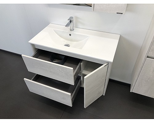 Тумба с раковиной Comforty Бремен 90 00004142375 подвесная Дуб белый