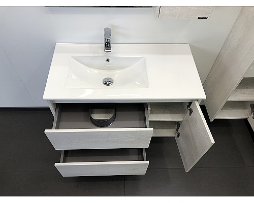 Тумба с раковиной Comforty Бремен 90 00004142375 подвесная Дуб белый