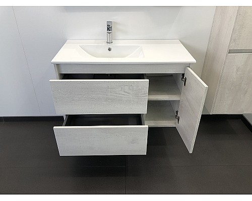 Тумба с раковиной Comforty Бремен 90 00004142375 подвесная Дуб белый