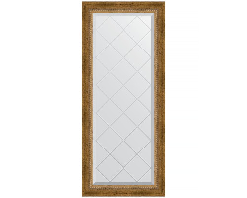 Зеркало Evoform Exclusive-G 123х53 BY 4047 с гравировкой в багетной раме - Состаренная бронза с плетением 70 мм