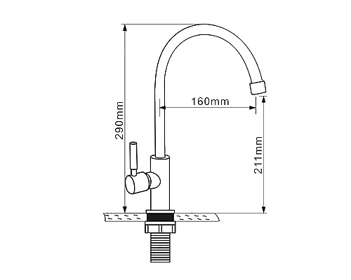 Кран для одного типа воды Melana F6113 Хром