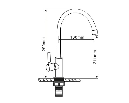 Кран для одного типа воды Melana F6113 Хром