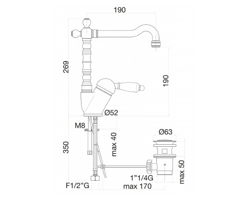 Смеситель для раковины Fiore Imperiale 83CR2245 Хром