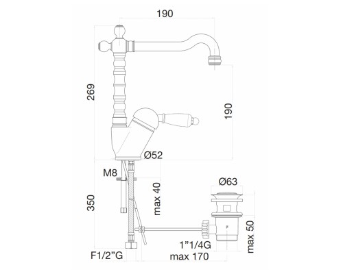 Смеситель для раковины Fiore Imperiale 83CR2245 Хром
