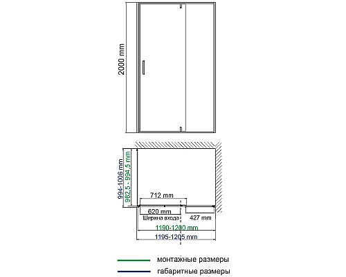 Душевой уголок WasserKRAFT Aisch 120x100 55P10 профиль Матовое золото стекло прозрачное