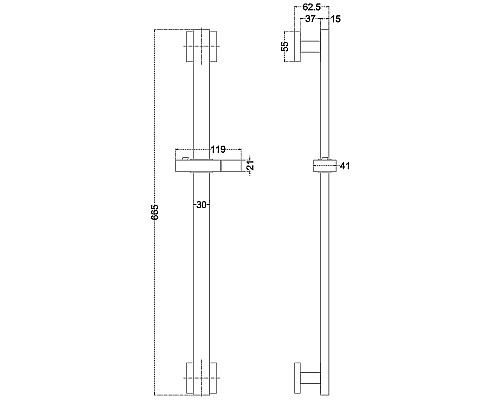 Душевая штанга Melana Cubo F610206 Сатин