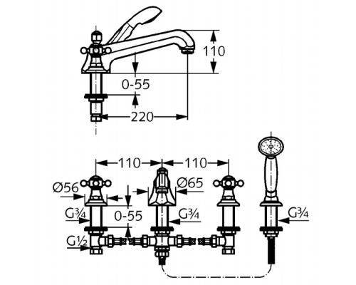 Смеситель для ванны и душа Kludi Adlon 515250520