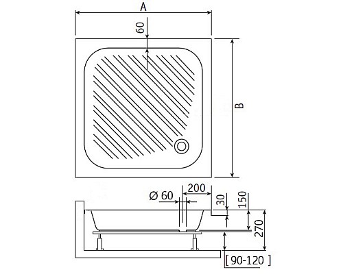 Акриловый поддон для душа RGW Acrylic B/CL-S 90x90 16180199-51 Белый