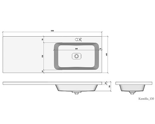 Раковина над стиральной машиной Madera Kamilla 130, правая