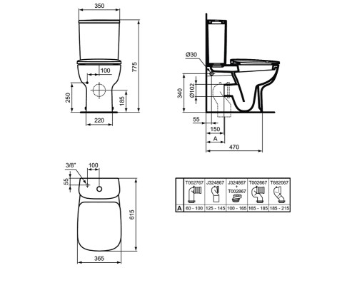 Унитаз компакт Ideal Standard Esedra T282001 без бачка и сиденья