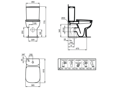 Унитаз компакт Ideal Standard Esedra T282001 без бачка и сиденья