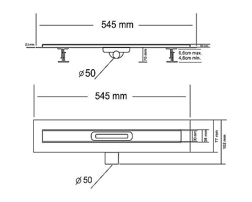 Душевой лоток Vincea Carmine 50 SAY.510.50.P.DUZ с решеткой Хром