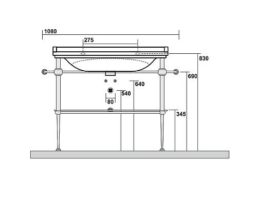 Консоль для раковины Kerasan Waldorf 9196K3br 100 напольная, с полкой, бронза