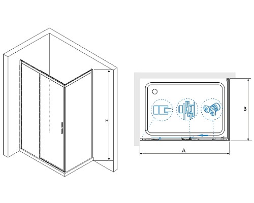 Душевой уголок RGW Leipzig LE-41B 120x80 34124182-014 профиль Черный стекло прозрачное