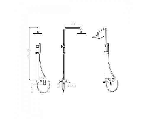 стойка для душа   Boheme Q 148-BG черный