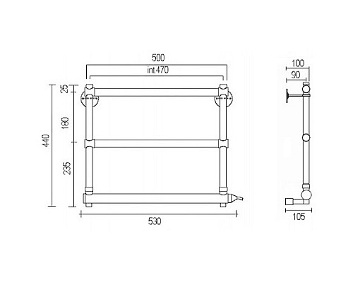 Полотенцесушитель электрический, хром, Margaroli Sole 5404703CRNC