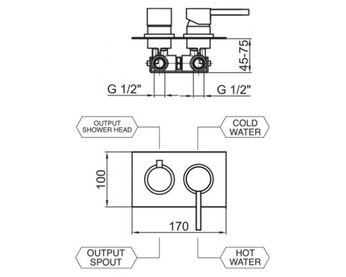 Смеситель для ванны с душем Webert Elio EL880601015