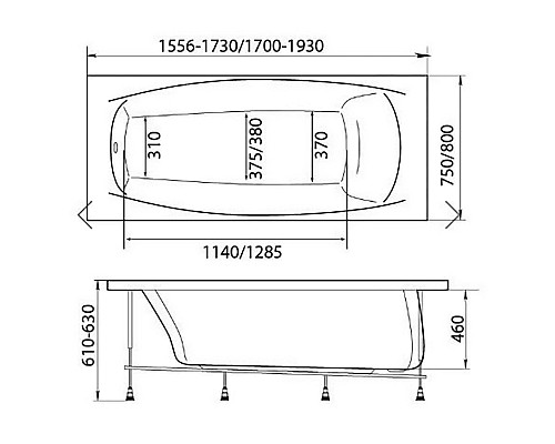 Акриловая ванна Marka One Pragmatika 173х75 01пр17375