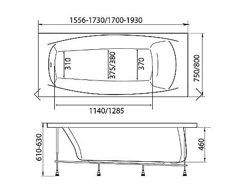 Акриловая ванна Marka One Pragmatika 173х75 01пр17375