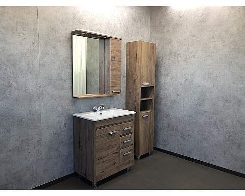 Зеркало со шкафом Comforty Марио 75 00-00004159 с подсветкой Дуб темный