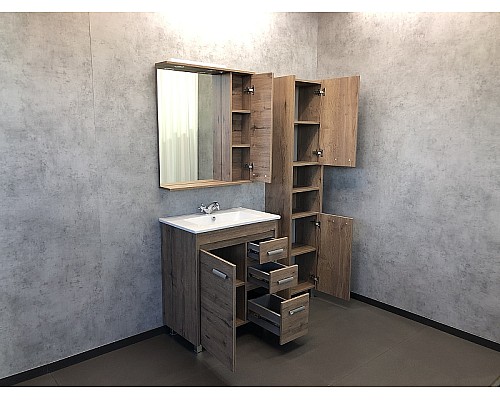 Зеркало со шкафом Comforty Марио 75 00-00004159 с подсветкой Дуб темный