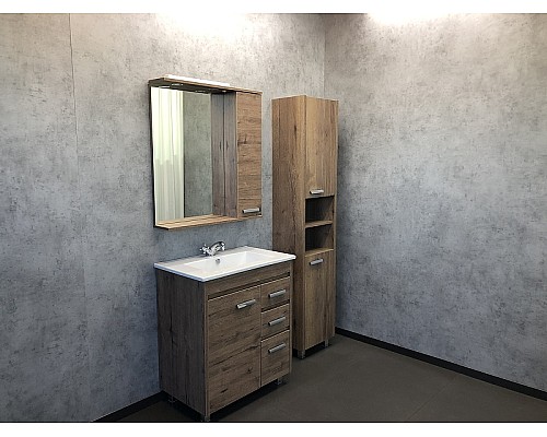 Зеркало со шкафом Comforty Марио 75 00-00004159 с подсветкой Дуб темный