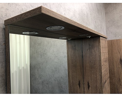 Зеркало со шкафом Comforty Марио 75 00-00004159 с подсветкой Дуб темный