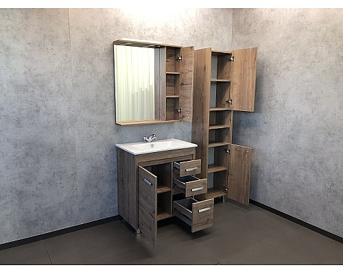 Зеркало со шкафом Comforty Марио 75 00-00004159 с подсветкой Дуб темный