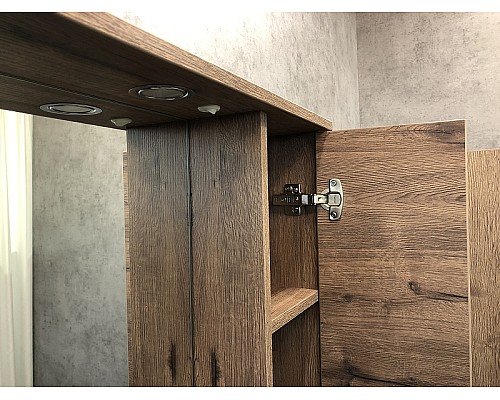 Зеркало со шкафом Comforty Марио 75 00-00004159 с подсветкой Дуб темный