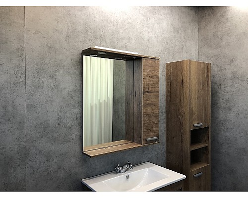 Зеркало со шкафом Comforty Марио 75 00-00004159 с подсветкой Дуб темный