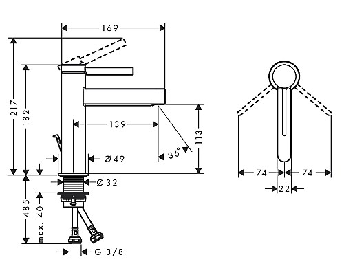 Смеситель для раковины Hansgrohe Finoris 76020000 Хром