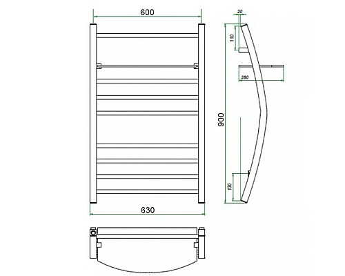 Полотенцесушитель ГРОТА VELA 63/90