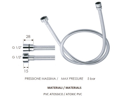 Душевой шланг Remer 332CNBC150 Хром