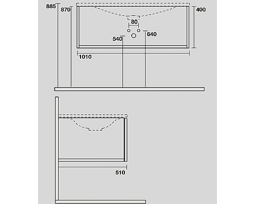 Тумба под раковину Kerasan Shape 101 9325K1 подвесная Дуб Белая