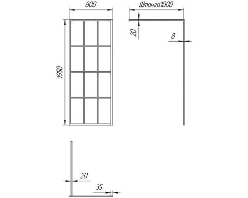 Душевая перегородка Paini 80 Walk-In 80G Черный матовый с рисунком