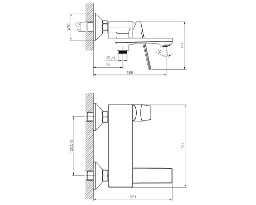 Смеситель для ванны Belz B533 B60533 Хром